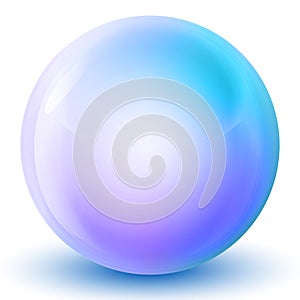 Glass purple and blue ball or precious pearl. Glossy realistic ball, 3D abstract vector illustration highlighted.