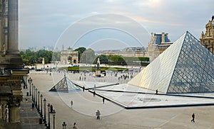 Glass pyramid in Louvr, Paris, France.