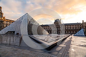 The glass pyramid of Louvre Museum, Paris, France