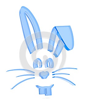 Glass rabbit on white background. Isolated 3D illustration
