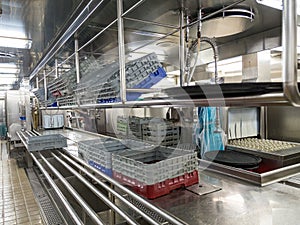 Glass Racks in Commercial Dishwashing Kitchen