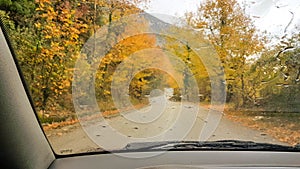 Glass rain road autumn winter driving