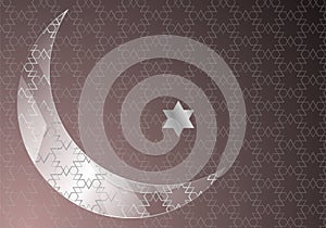 Glass Ramadan moon on dark Simon Islamic pattern background