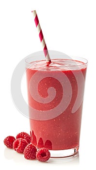 Glass of raspberry smoothie