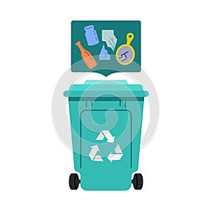 Glass recycling bin vector illustration