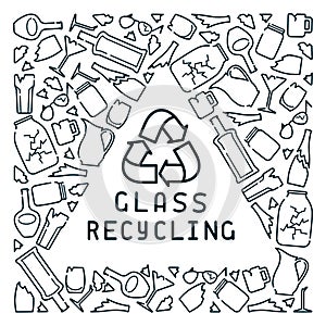 Glass recycling card with trash and lettering