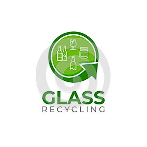 Glass recycling logo template. Waste glass recycling icon.