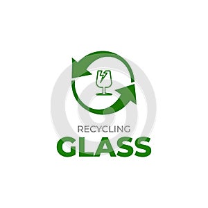 Glass recycling logo template. Waste glass recycling icon.