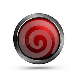 Glass red button for web design.