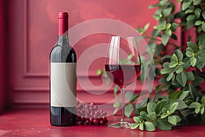 A Glass of Red\'s Promise beside its Source, Anticipation in Every Sip, Bar Menu