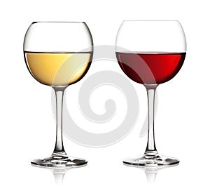 Glass of red and white wine