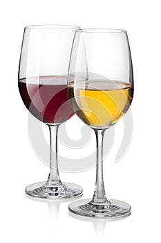 Glass of red and white wine