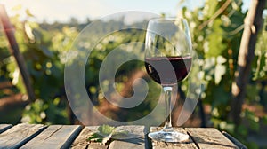 The glass of red wine. AI generated