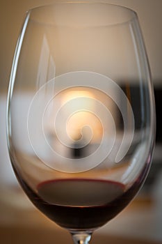 A glass of red wine.