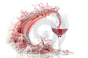 A glass of red wine being poured into it, capturing the elegant motion of the liquid filling up the container.