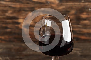 A glass of red wine close-up