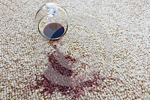 Glass of red wine fell on carpet,