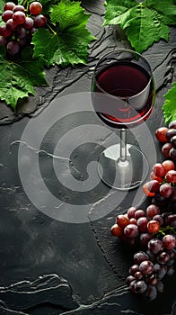A Glass of Red Wine With Grapes