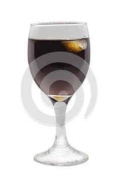 Glass of red wine isolated on the white background