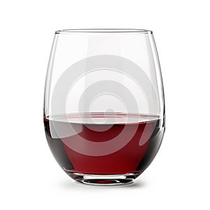 A glass with red wine isolated on white background. Rose wine splashing in glassware.