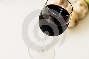 Glass of red wine Merlot