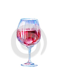 Glass of a red wine. Picture of a alcoholic drink.