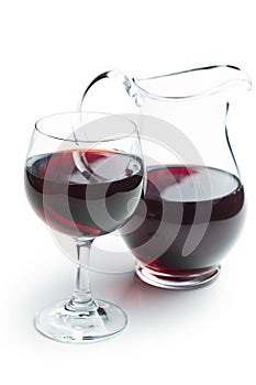 Glass of red wine with pitcher
