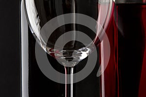 Glass of red wine refractions