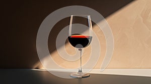 A glass of red wine in a sunlit room