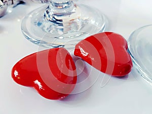 Glass redhearts love valentinesday decoration photo