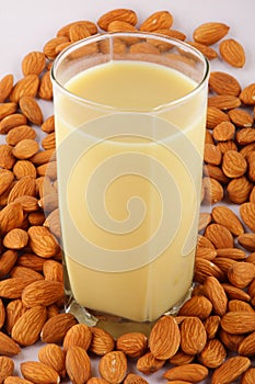 Glass of refreshing and healthy badam milk