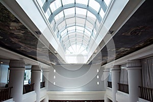 Glass roof in building