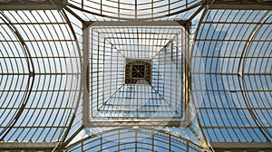 Glass roof of Crystal Palace in the Retiro Park, Madrid, Spain.