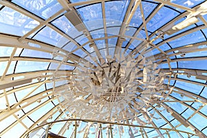 Glass roof dome provides light through, heat dissipation