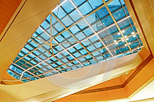 Glass roof  structure of modern commercial building