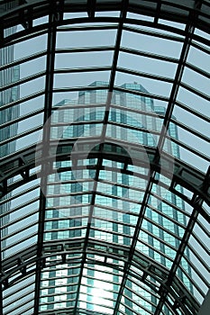 Glass Roofing with skyscraper