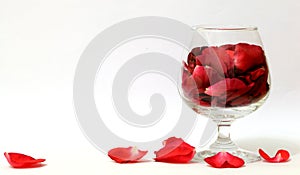 A glass of Rose petals