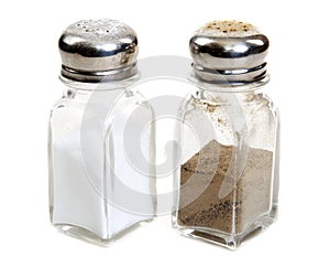 Glass saltcellar and pepper shaker photo