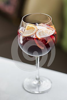 Glass of sangria spanish red wine cocktail drink