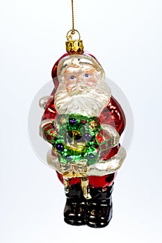Glass Santa orniment for a Christmas tree