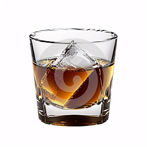 glass of Scotch whiskey isolated on a white background.