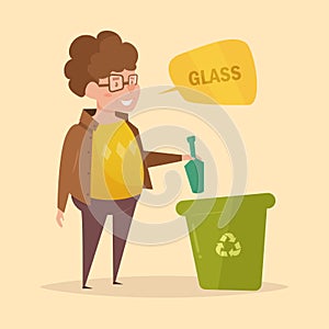 Glass. Separate sorting garbage.