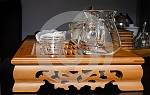 Glass set of equipment for drinking tea