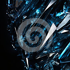 Glass shards isolated on black background. Broken transparent glass shards on a black background to overlay on your