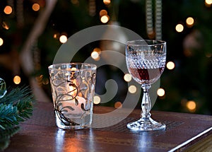 Glass of sherry with candle