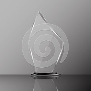 Glass shining trophy Isolated on black background. Glass Trophy Award Vector illustration