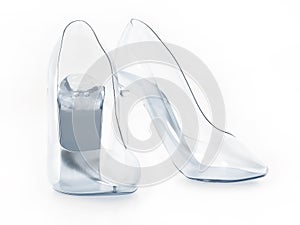 Glass shoes isolated on white background. 3D illustration