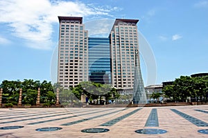 Glass skyscraper buildings