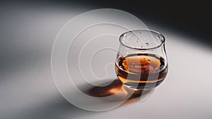 A glass of a small amount of alcohol is in the cup, AI photo