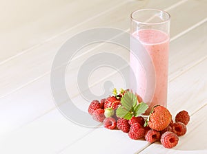 Glass of smoothie in the garden